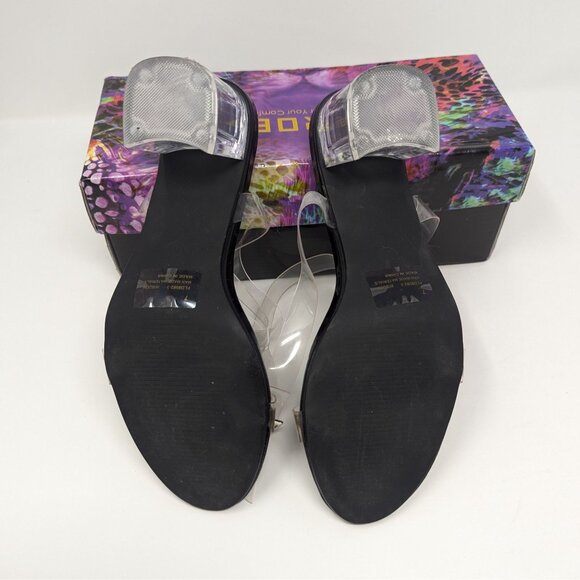 Cape Robbin Wisdom Black Clear Strappy Chunky Heel Sandals Size 7 In Box - Picture 7 of 8